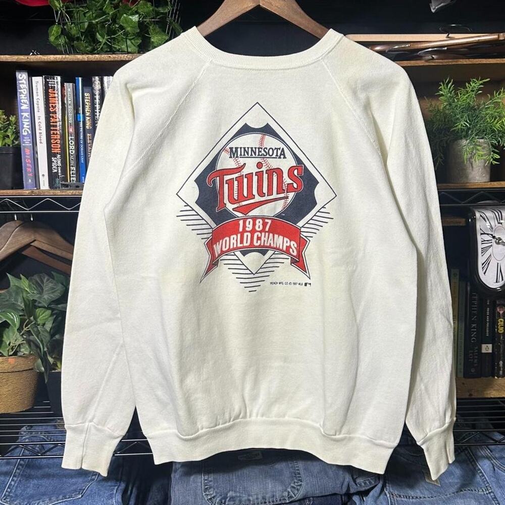 Vintage 80s Minnesota Twins World Champions Crewneck Men Large White Sweatshirt